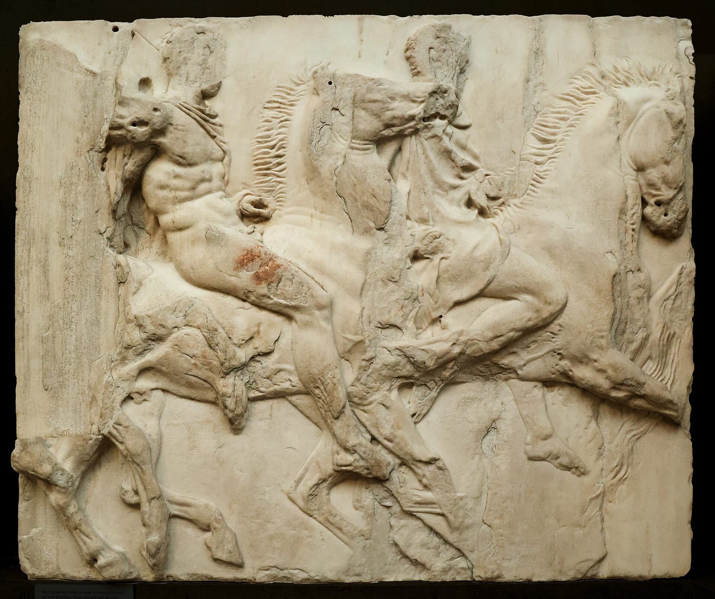 Greek marble relief from the Parthenon North Frieze, c. 438 BCE, British Museum, showing riders on horseback in the Panathenaic procession.
