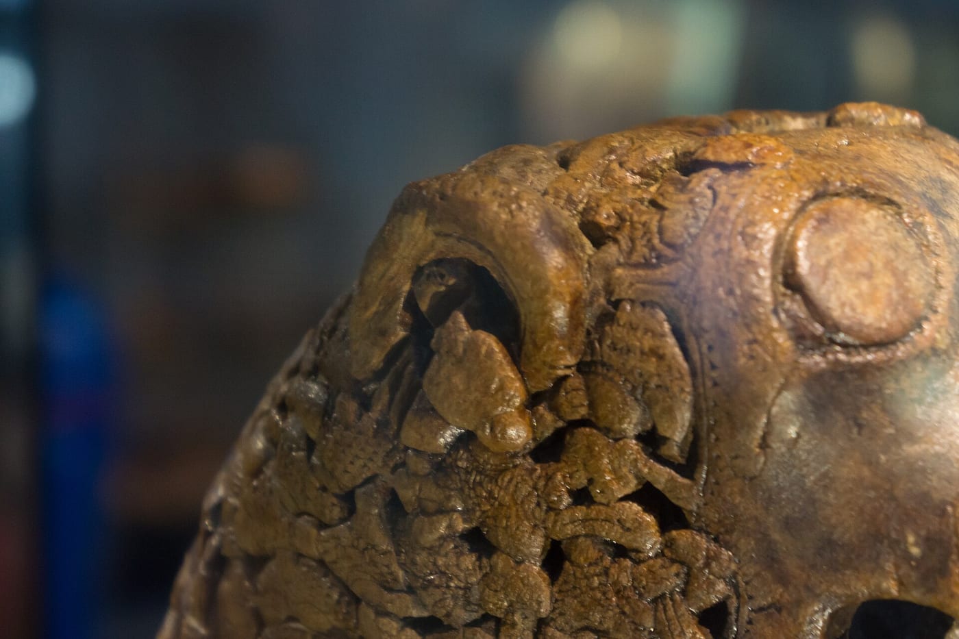 Carved animal-head post from the Oseberg Viking ship burial, c. 834 CE, Museum of Cultural History, University of Oslo, showing an intricately carved beast with a gaping mouth.